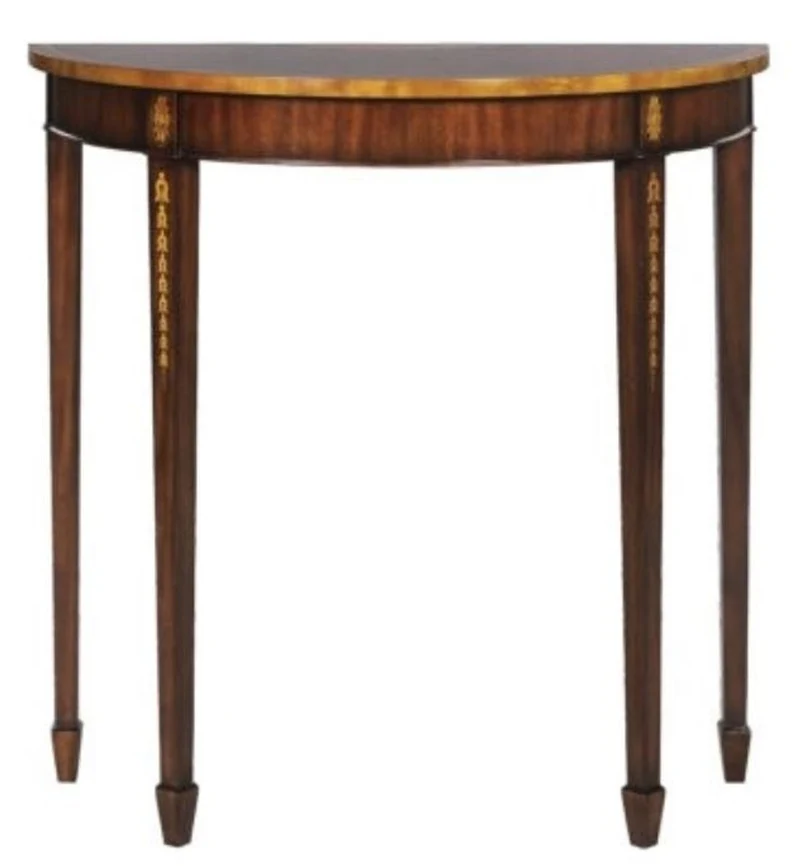 Casa Padrino Jugendstil Mahagoni Konsole Braun / Gold 81 x 35 x H. 83 cm - Luxus Jugendstil Konsolentisch