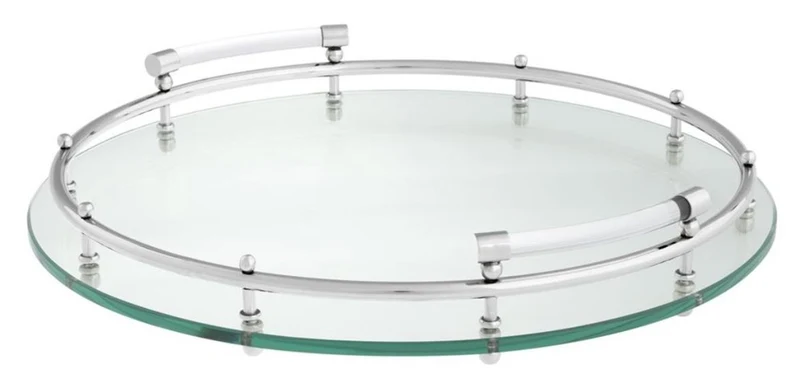Casa Padrino Luxus Tablett / Serviertablett Silber Ø 40 x H. 7 cm - Gastronomie Accessoires
