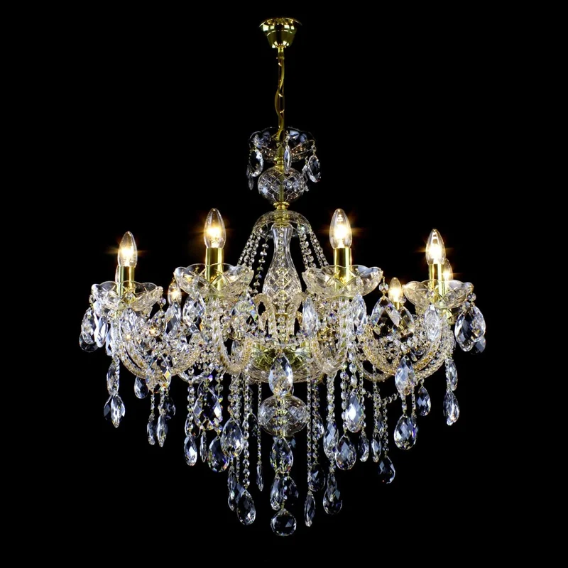 Casa Padrino Luxus Barock Kristall Kronleuchter Gold Ø 81 x H. 83 cm - Prunkvolle Messing Kronleuchter mit böhmischem Kristallglas - Barock Möbel - Edel & Prunkvoll