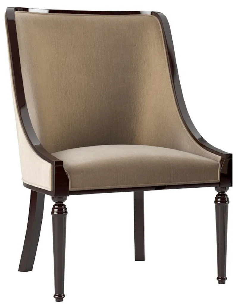 Casa Padrino Luxus Art Deco Esszimmer Set Beige / Dunkelbraun Hochglanz / Silber - 1 Art Deco Esstisch & 6 Art Deco Esszimmerstühle - Art Deco Esszimmer Möbel - Luxus Qualität