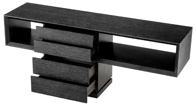 Casa Padrino Luxus Konsole Schwarzgrau 180 x 46 x H. 76 cm - Rechteckiger Konsolentisch mit 4 Schubladen - Wohnzimmer Möbel - Hotel Möbel - Luxus Möbel - Luxus Einrichtung