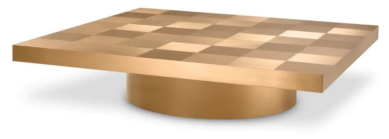 Casa Padrino Luxus Couchtisch Messing 134 x 134 x H. 30 cm - Quadratischer Edelstahl Wohnzimmertisch - Wohnzimmer Möbel - Edelstahl Möbel - Luxus Möbel - Luxus Einrichtung