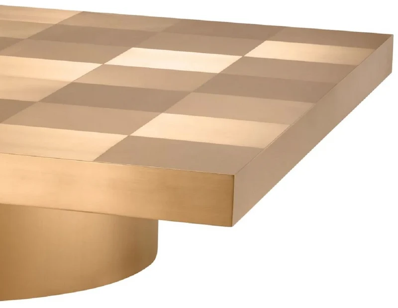 Casa Padrino Luxus Couchtisch Messing 134 x 134 x H. 30 cm - Quadratischer Edelstahl Wohnzimmertisch - Wohnzimmer Möbel - Edelstahl Möbel - Luxus Möbel - Luxus Einrichtung