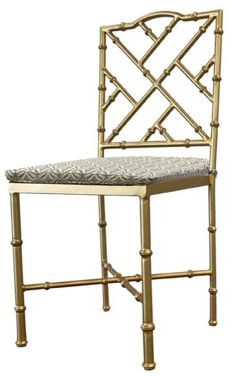Casa Padrino Luxus Jugendstil Schmiedeeisen Gartenstuhl Gold / Grün H. 98 cm
