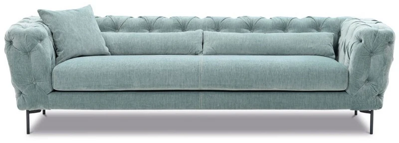 Casa Padrino Luxus Chesterfield 3er Sofa Türkis / Schwarz 258 x 99 x H. 83 cm - Wohnzimmer Sofa - Hotel Sofa - Wohnzimmer Möbel - Chesterfield Möbel - Luxus Möbel - Luxus Einrichtung