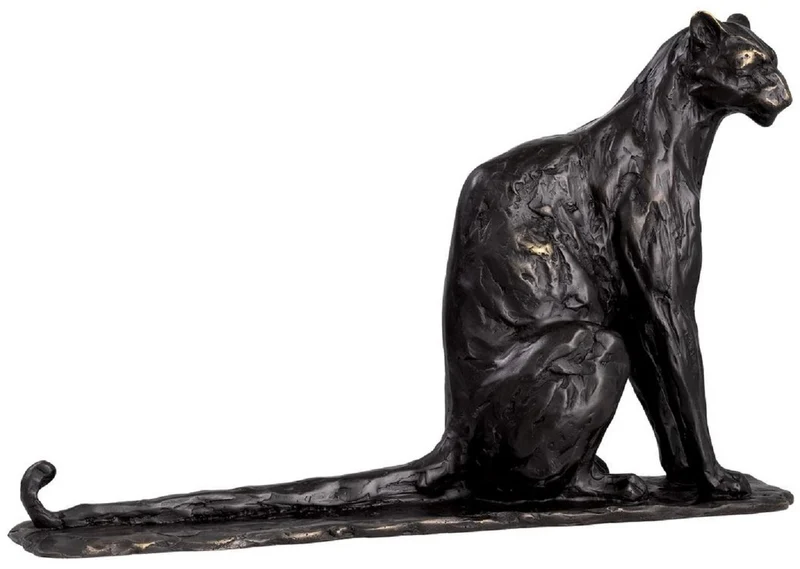 Casa Padrino Luxus Deko Skulptur Panther 37 x 10 x H. 24 cm - Bronze Deko Skulptur - Bronze Deko Figur - Schreibtisch Deko - Wohnzimmer Deko - Luxus Qualität