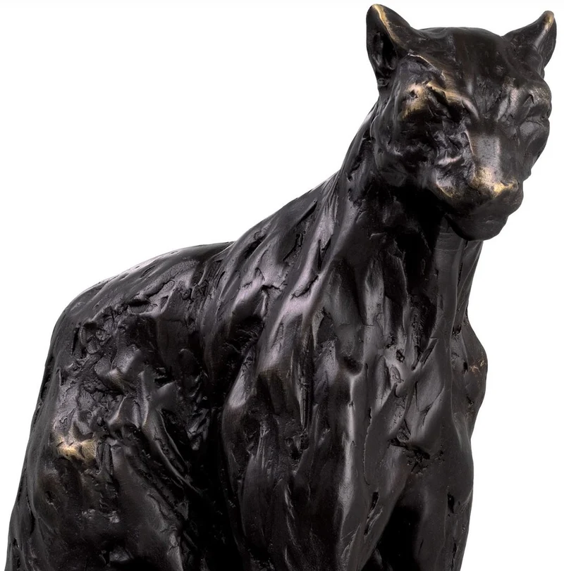 Casa Padrino Luxus Deko Skulptur Panther 37 x 10 x H. 24 cm - Bronze Deko Skulptur - Bronze Deko Figur - Schreibtisch Deko - Wohnzimmer Deko - Luxus Qualität