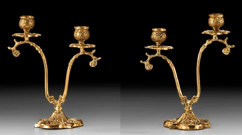 Casa Padrino Luxus Barock Kerzenhalter Set Gold 15 x H. 19 cm - Handgefertigte Barockstil Bronze Kerzenständer - Barock Deko Accessoires - Barock Interior - Barock Möbel - Edel & Prunkvoll