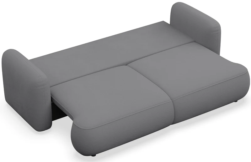 Dreisitziges ausklappbares Sofa Tvoya in grauem Chenille