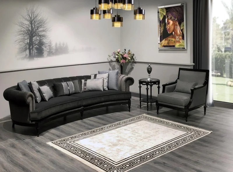 Casa Padrino Luxus Barock Sessel Grau / Schwarz - Prunkvoller Wohnzimmer Sessel - Barockstil Wohnzimmer Möbel - Luxus Möbel im Barockstil - Barock Einrichtung - Edel & Prunkvoll