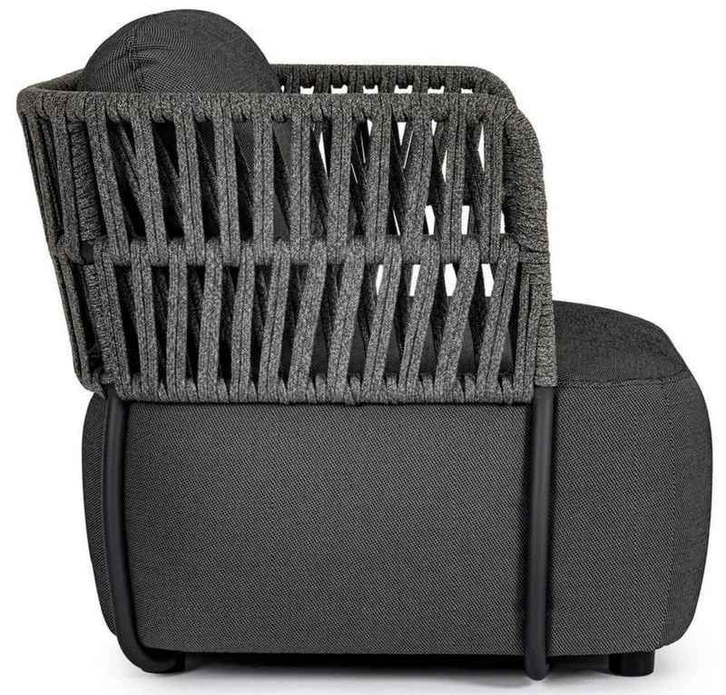Casa Padrino Luxus Gartensessel Anthrazit / Grau / Schwarz 92 x 86 x H. 79 cm - Wetterbeständiger Garten Sessel - Terrassen Sessel - Garten Möbel - Terrassen Möbel - Outdoor Möbel
