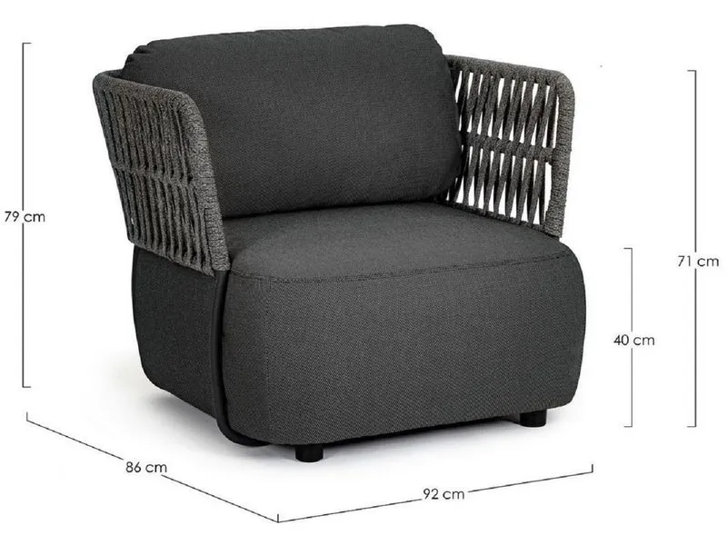 Casa Padrino Luxus Gartensessel Anthrazit / Grau / Schwarz 92 x 86 x H. 79 cm - Wetterbeständiger Garten Sessel - Terrassen Sessel - Garten Möbel - Terrassen Möbel - Outdoor Möbel