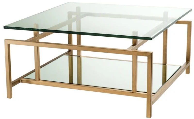 Casa Padrino Wohnzimmertisch Messing 70 x 70 x H. 35 cm - Luxus Couchtisch