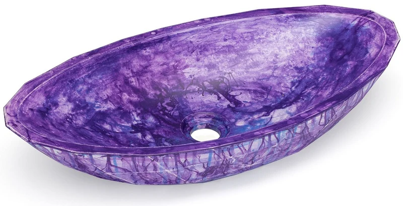 Casa Padrino Luxus Waschbecken Schale Lila / Blau 60,9 x 29,7 x H. 11,9 cm - Handgefertigtes Beton Waschbecken - Badezimmer Accessoires - Luxus Badezimmer Zubehör