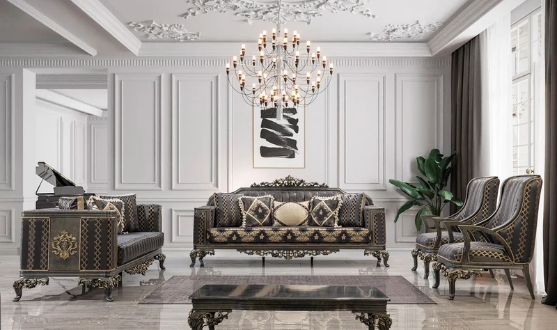 Casa Padrino Luxus Barock Couchtisch Grau / Gold - Handgefertigter Barockstil Wohnzimmertisch - Barockstil Wohnzimmer Möbel - Barock Möbel - Luxus Möbel im Barockstil - Edel & Prunkvoll