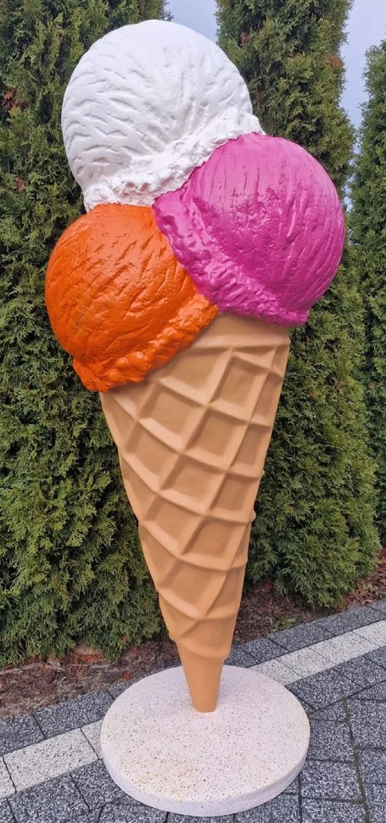 Casa Padrino Luxus Deko Eis im Hörnchen Mehrfarbig H. 185 cm - Großes Deko Eis - Wetterbeständiges XXL Deko Eis - Gastronomie Dekoration - Eisdielen Dekoration - Restaurant Dekoration