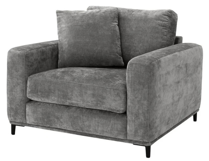 Casa Padrino Luxus Wohnzimmer Sessel Grau / Schwarz 105 x 102 x H. 80 cm - Wohnzimmermöbel
