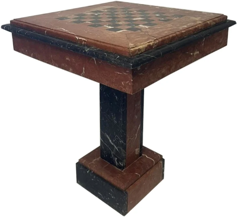 Casa Padrino Barock Schachtisch Braun / Schwarz - Quadratischer Marmor Tisch - Barockstil Beistelltich - Marmor Möbel im Barockstil - Barock Möbel