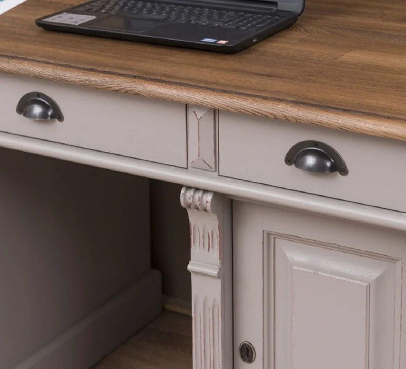 Casa Padrino Landhausstil Shabby Chic Schreibtisch Antik Grau / Braun 140 x 70 x H. 78 cm - Massivholz Bürotisch im Landhausstil - Büro Möbel - Landhausstil Möbel - Shabby Chic Möbel