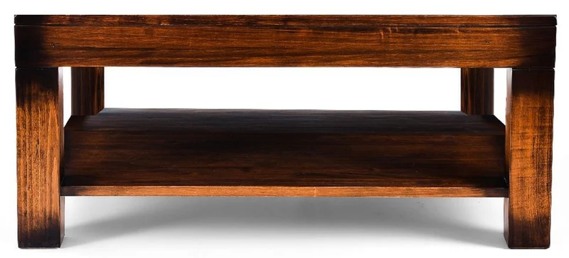 Casa Padrino Luxus Vintage Stil Couchtisch Braun 100 x 100 x H. 45,5 cm - Quadratischer Massivholz Wohnzimmertisch mit Glasplatte - Vintage Stil Wohnzimmer Möbel - Luxus Möbel