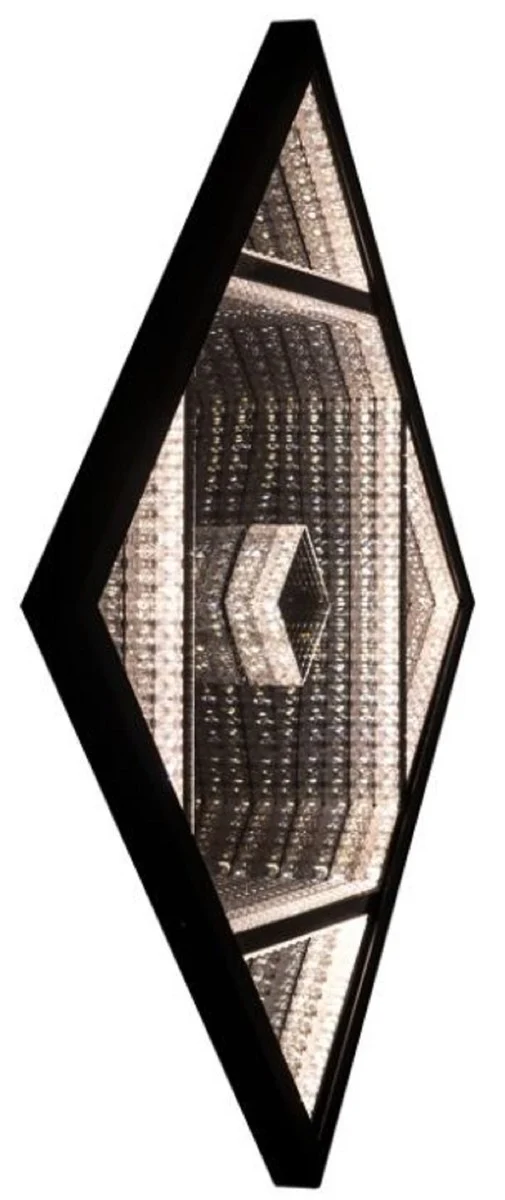 Casa Padrino Luxus LED Wandleuchte Schwarz 60 x 4 x H. 60 cm - Dimmbare Kristall Wandlampe - Wohnzimmer Wandleuchte - Luxus Wandleuchten - LED Wandleuchten