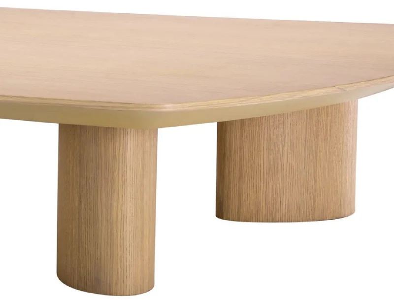 Casa Padrino Luxus Couchtisch Naturfarben 185 x 120 x H. 30 cm - Massivholz Wohnzimmertisch mit leicht gebogener Tischplatte - Wohnzimmer Möbel - Hotel Möbel - Luxus Möbel - Luxus Einrichtung