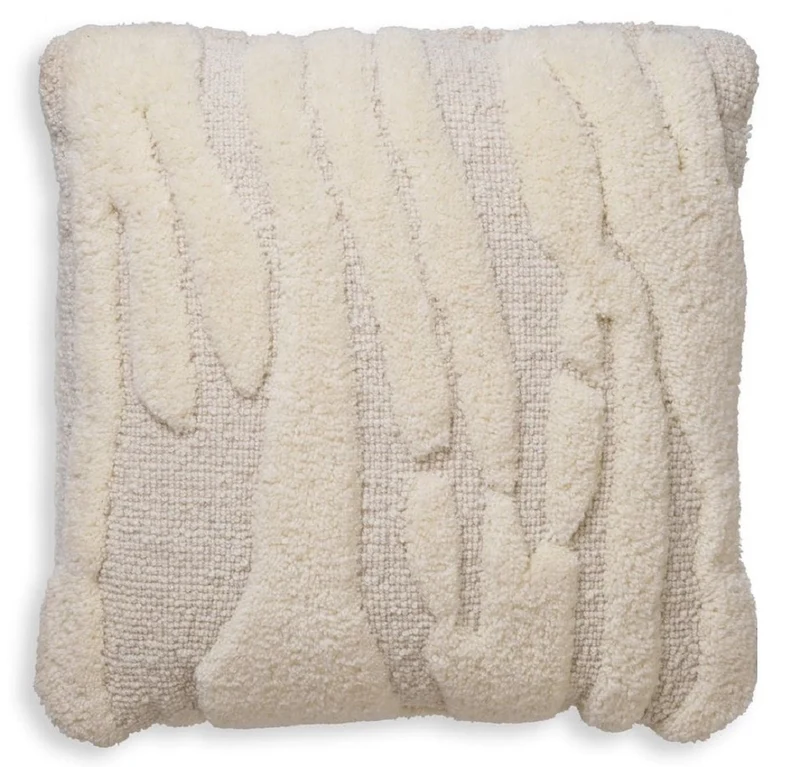 Casa Padrino Luxus Kissen Elfenbein 50 x 50 cm - Handgewebtes Deko Woll Kissen - Quadratisches Zierkissen - Wohnzimmer Dekoration - Luxus Deko Accessoires
