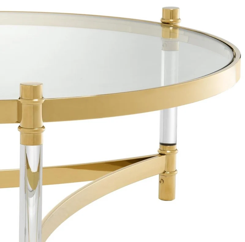 Casa Padrino Couchtisch / Wohnzimmertisch Gold Ø 104 x H. 43 cm - Luxus Wohnzimmermöbel