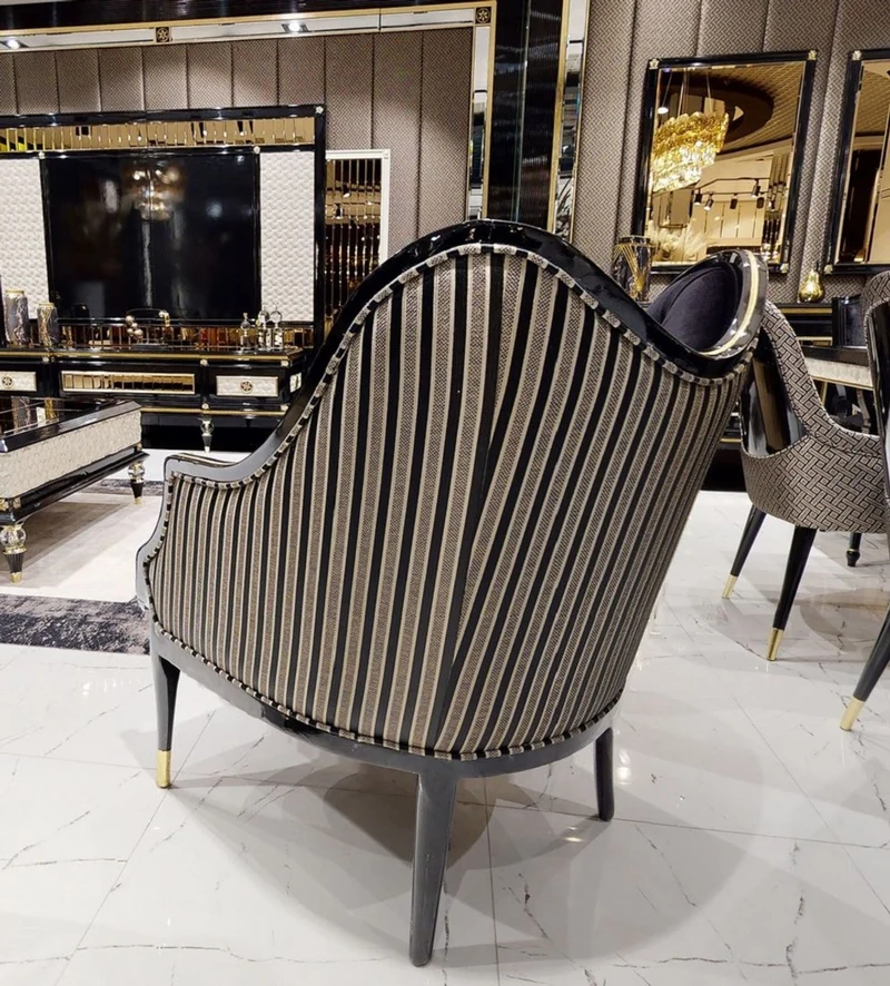 Casa Padrino Luxus Art Deco Wohnzimmer Sessel Schwarz / Gold - Art Deco Wohnzimmer & Hotel Möbel - Luxus Kollektion