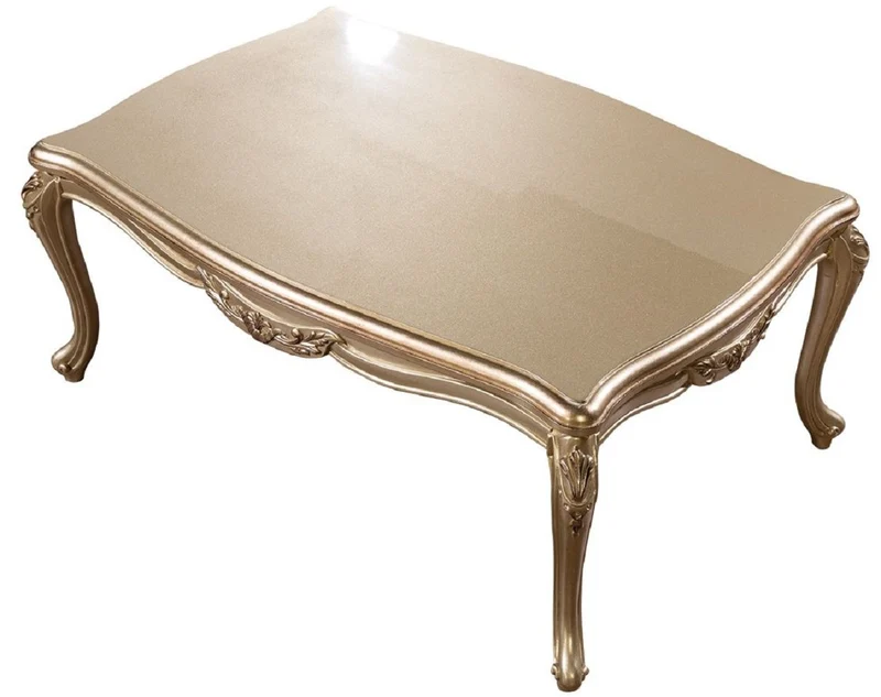 Casa Padrino Luxus Barock Wohnzimmer Set Silber / Gold - 2 Barock Sofas & 2 Barock Sessel & 1 Barock Couchtisch - Luxus Wohnzimmer Möbel im Barockstil - Barock Möbel - Edel & Prunkvoll