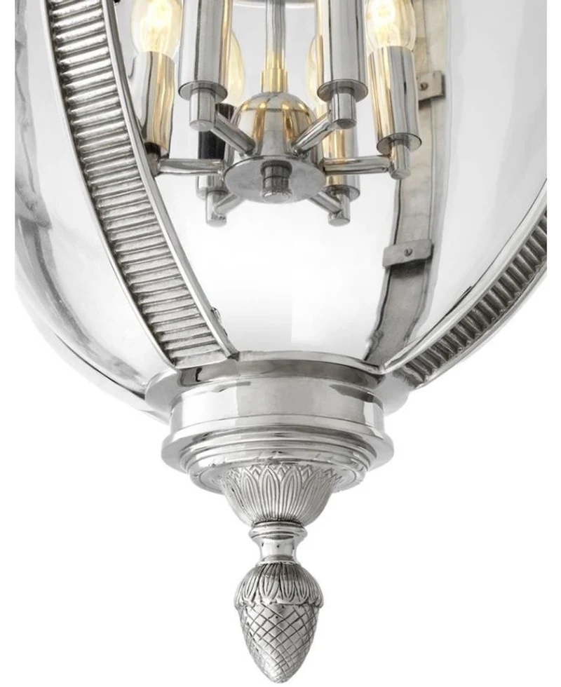 Casa Padrino Designer Hängeleuchte Silber 48 x H. 98 cm - Luxus Hängelampe