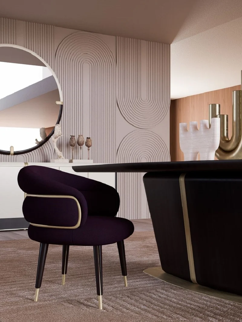 Casa Padrino Luxus Esszimmer Stuhl 6er Set Lila / Schwarz / Beige - Küchen Stühle mit Armlehnen - Esszimmer Möbel - Restaurant Möbel - Hotel Möbel - Luxus Möbel