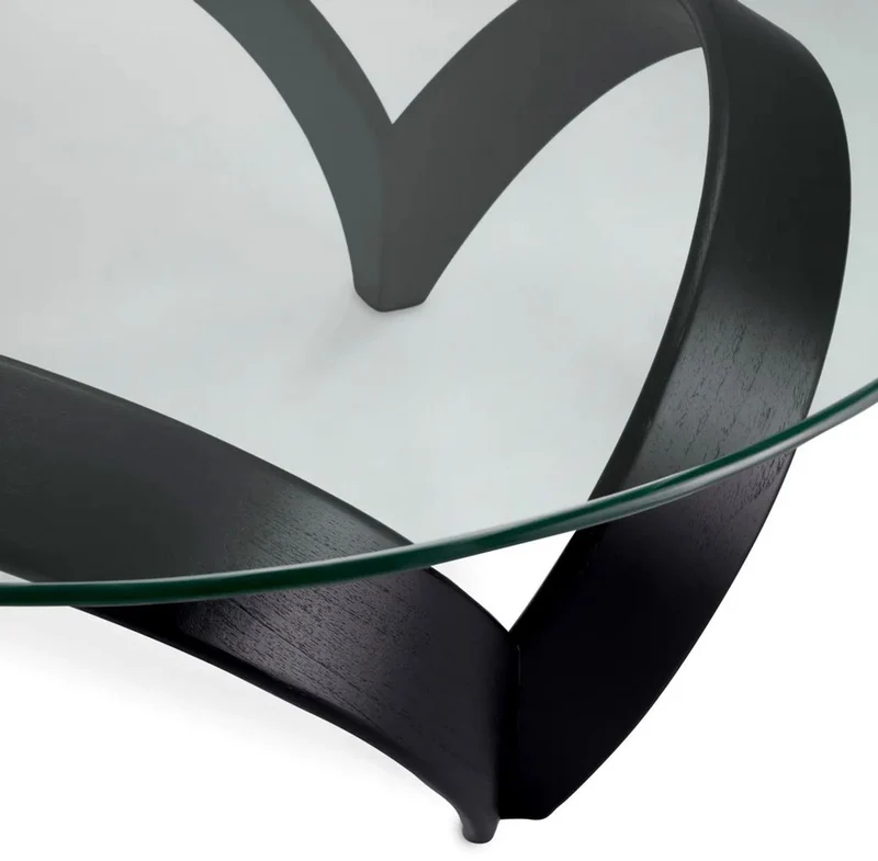 Casa Padrino Luxus Couchtisch Schwarz Ø 110 x H. 36,5 cm - Runder Wohnzimmertisch mit Glasplatte - Wohnzimmer Möbel - Hotel Möbel - Luxus Möbel - Luxus Kollektion
