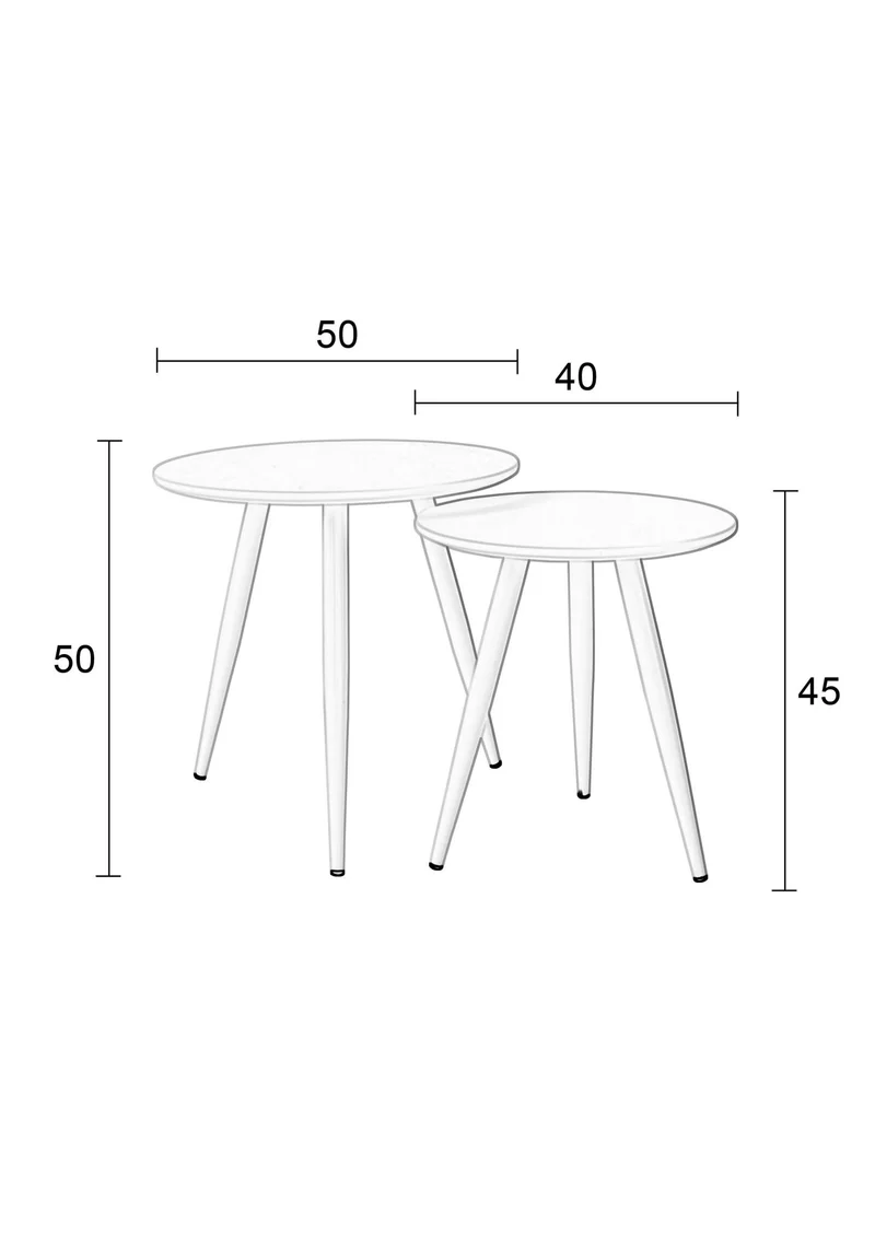 Runder Beistelltisch DAVEN schwarz 2er Set