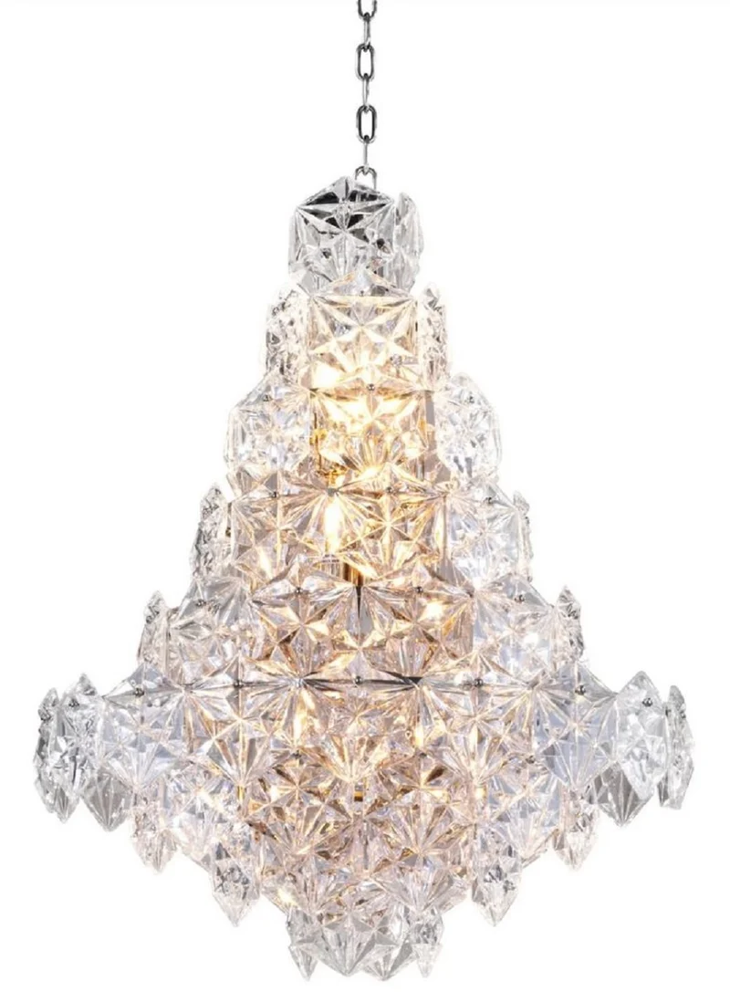 Casa Padrino Luxus Kronleuchter Silber / klares Glas Ø 60 x H. 76 cm - Hotel & Restaurant Kronleuchter - Luxus Qualität