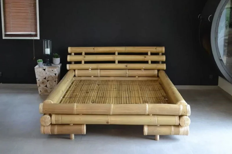 Casa Padrino Luxus Doppelbett Naturfarben 170 x 240 x H. 81 cm - Bambus Bett - Schlafzimmer Möbel - Bambus Möbel - Luxus Möbel - Luxus Einrichtung