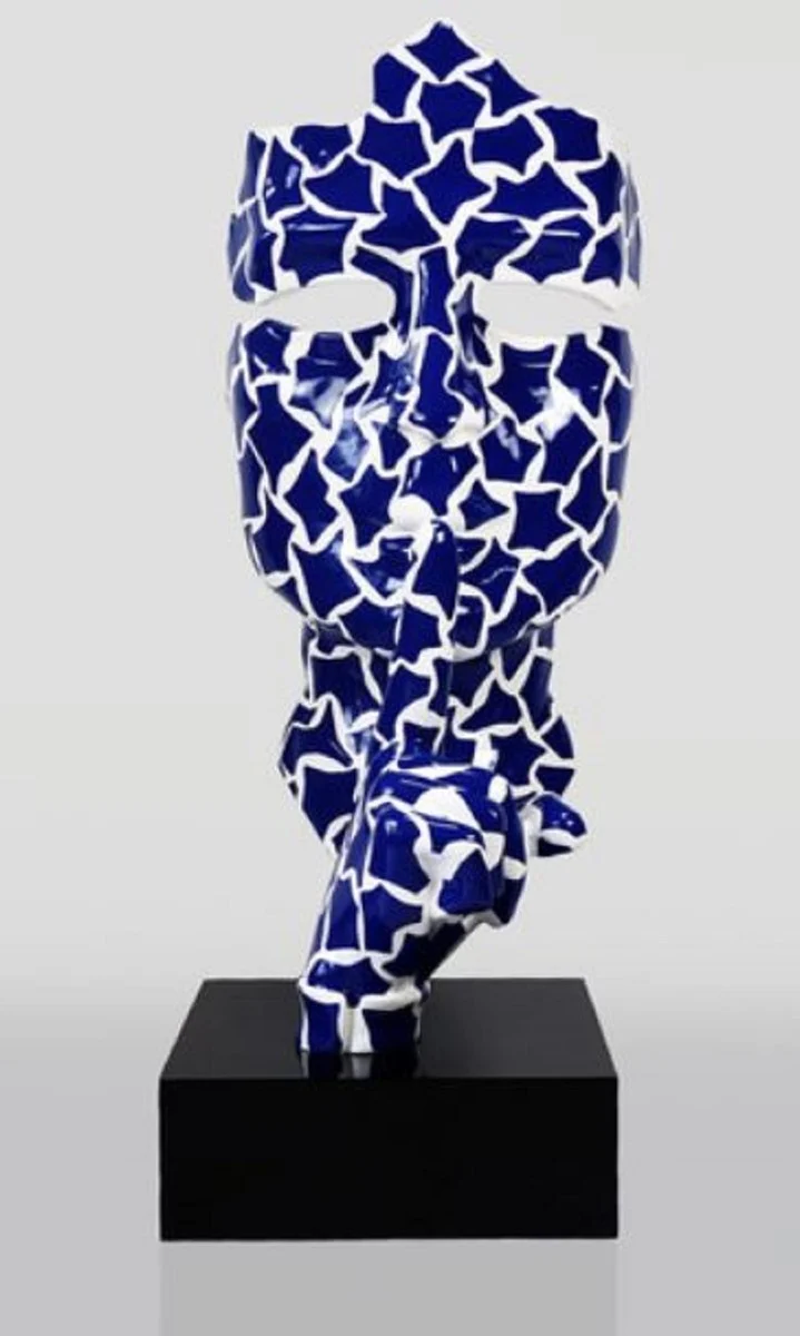 Casa Padrino XXL Deko Skulptur Blau / Weiß / Schwarz H. 190 cm