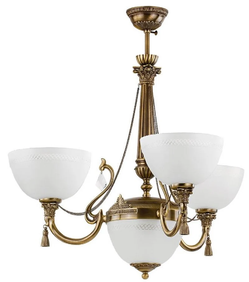 Casa Padrino Luxus Barock Kristall Kronleuchter Messing mit Patina / Weiß Ø 62 x H. 70 cm