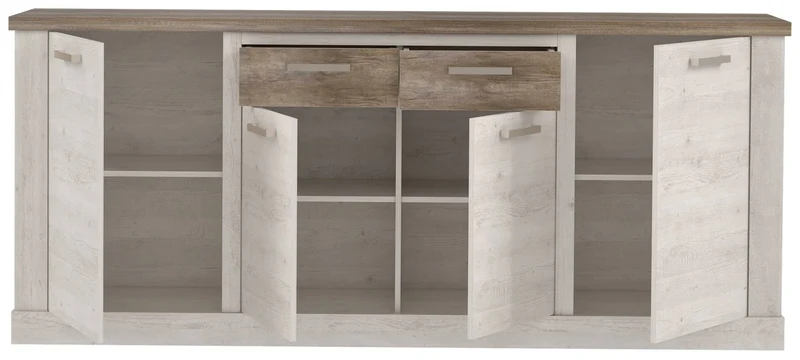 Esszimmer DURO Set 5-tlg Optik: Pinie weiß antik