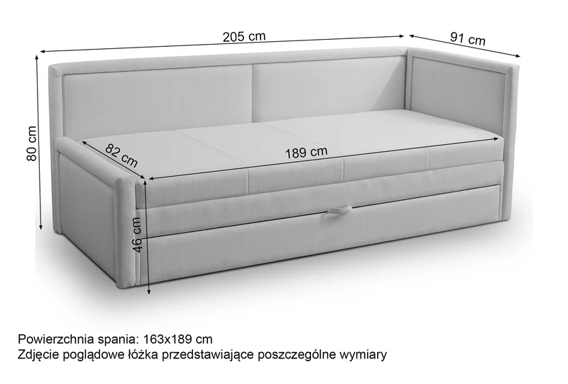 Jugendbett Caprili mit Stauraum Salbeigrünes Geflecht Universal