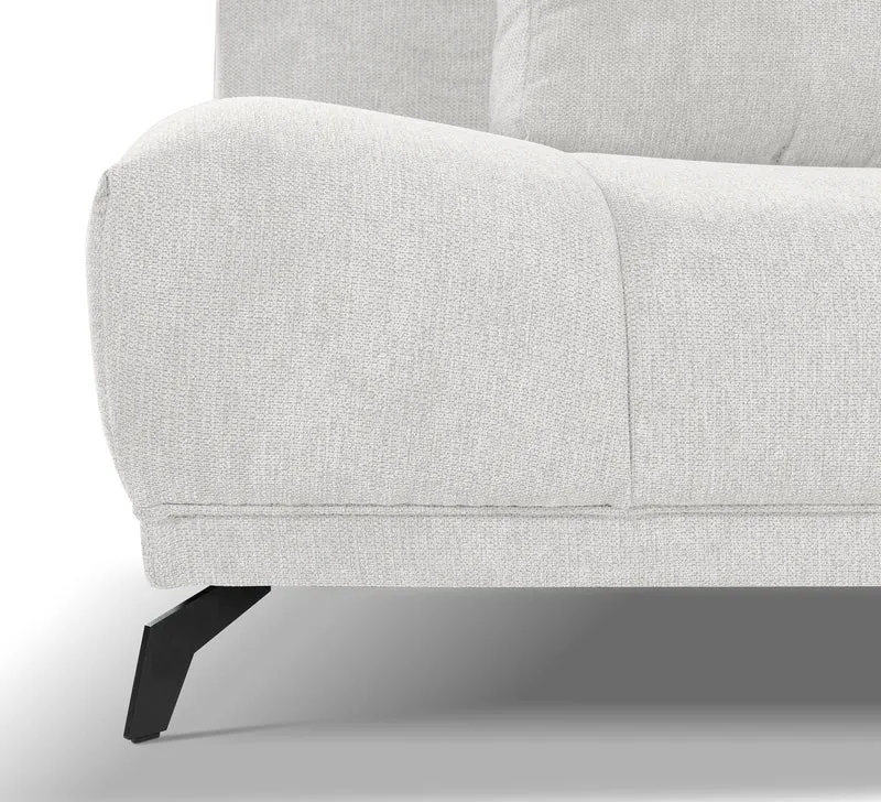 Ecksofa mit Schlaffunktion Felipe, L-förmig, rechtsseitig, mit Stauraum, weißer hydrophober Chenille-Stoff
