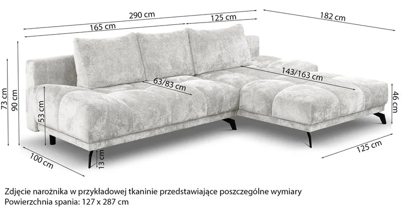 Ecksofa mit Schlaffunktion Felipe L-förmig linksseitig mit Stauraum hellgrauer hydrophober Chenillestoff