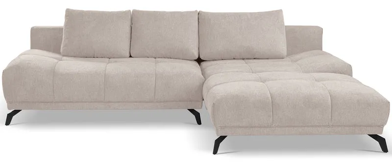 Ecksofa mit Schlaffunktion Felipe, L-förmig, rechtsseitig, mit Stauraum, hellbeige, hydrophobes Chenille