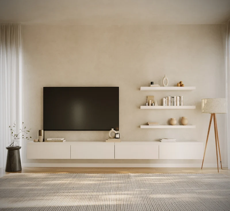 Hängender TV-Schrank Bemmi 300 cm Weiß