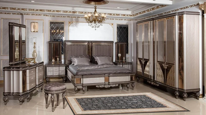 Casa Padrino Luxus Barock Kommode mit Spiegel Grau / Dunkelbraun / Gold - Barockstil Schlafzimmer Kommode mit Spiegel - Luxus Schlafzimmer Möbel im Barockstil - Barock Möbel - Edel & Prunkvoll