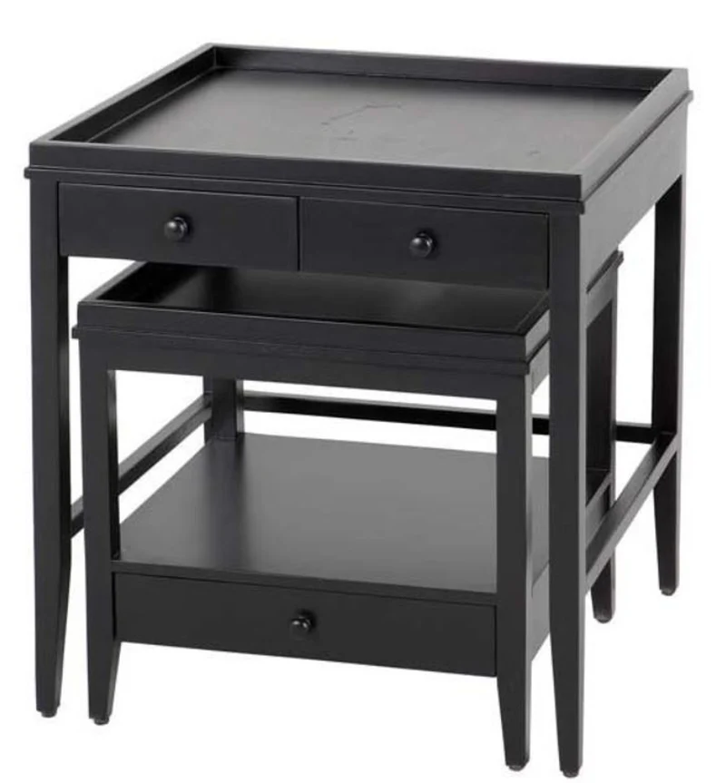 Casa Padrino Beistelltisch 2er Set schwarz - Luxus Möbel