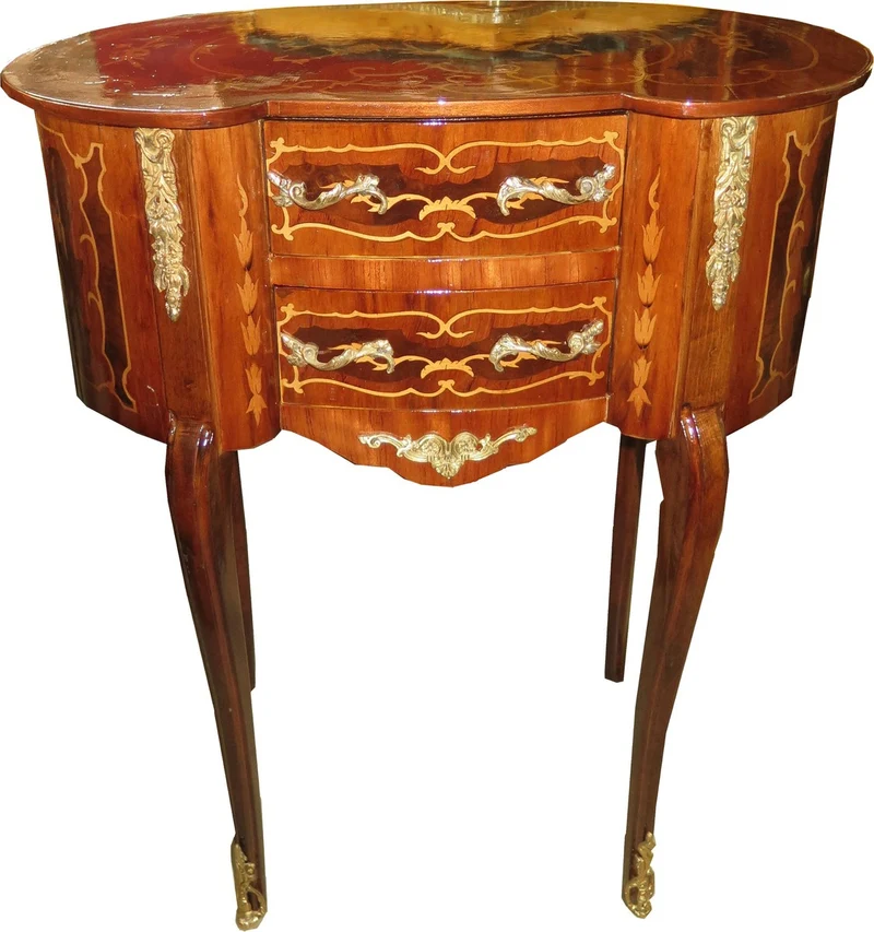 Casa Padrino Barock Kommode Mahagoni Intrasien Oval mit 2 Schubladen - Nachtschrank Antik Stil