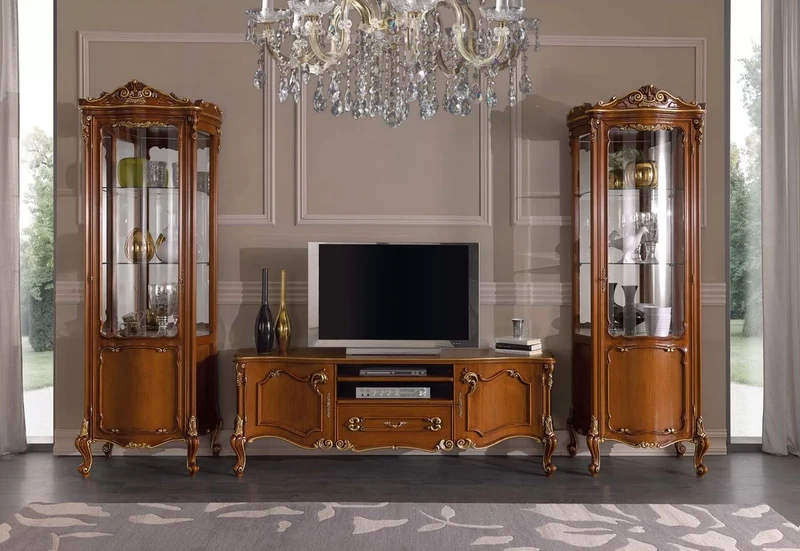 Casa Padrino Luxus Barock Vitrine Braun / Gold - Handgefertigter Vitrinenschrank mit Tür - Prunkvolle Barock Möbel - Luxus Qualität - Made in Italy