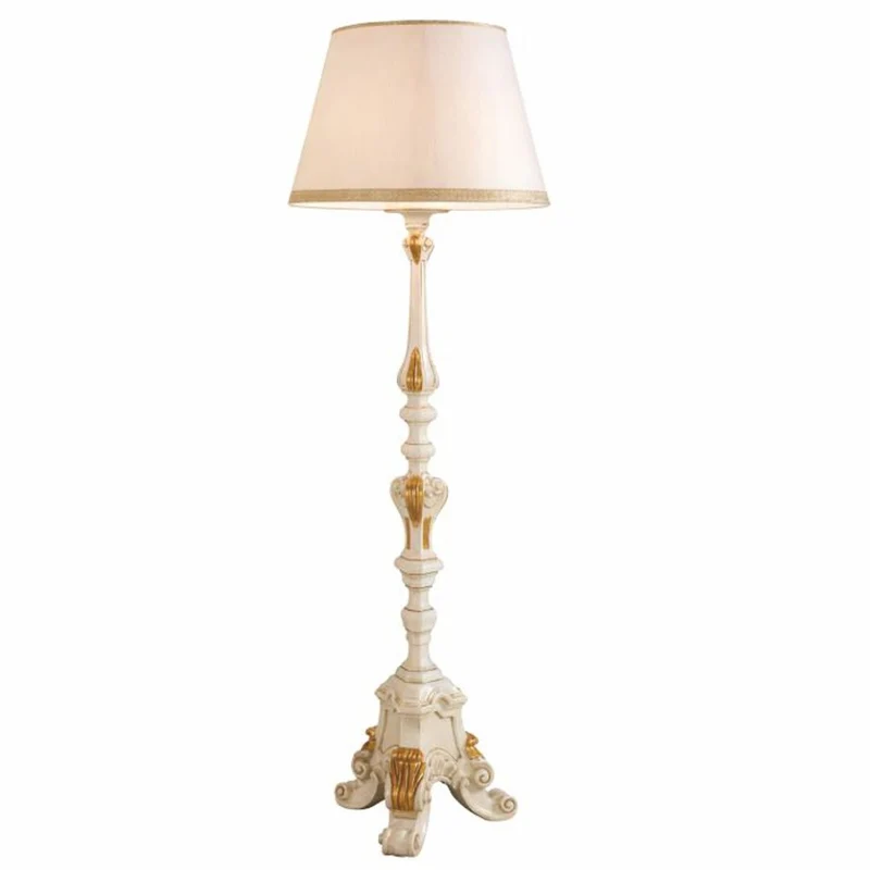 Casa Padrino Luxus Barock Stehleuchte Elfenbein / Gold H. 183 cm - Made in Italy