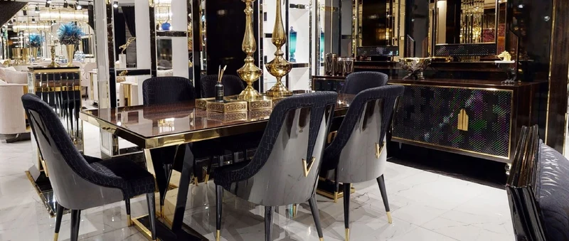 Casa Padrino Luxus Möbel Set Dunkelbraun / Schwarz / Gold - 1 Luxus Sideboard mit 6 Türen & 2 Luxus Wandspiegel - Luxus Möbel - Luxus Einrichtung